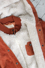 Hooded Suede Sherpa Coat S/M