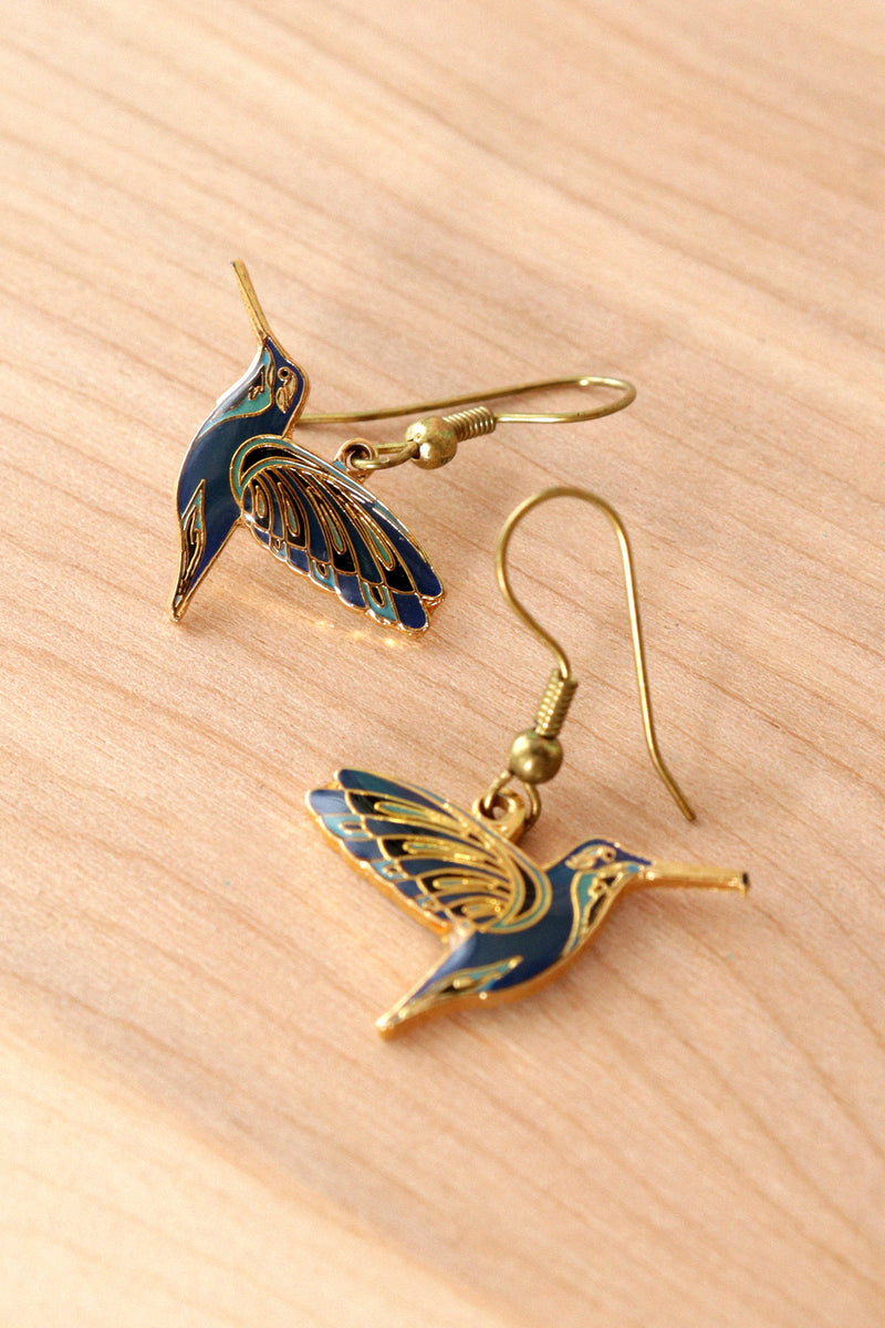 Hummingbird Enamel Earrings