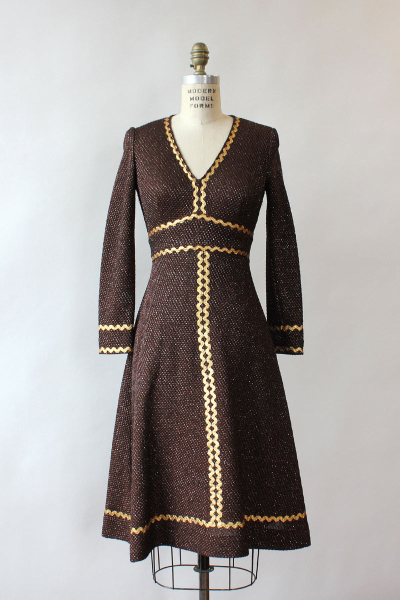 Bronze Trim Knit Dress S