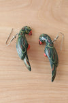 Painted Perched Parrot Earrings