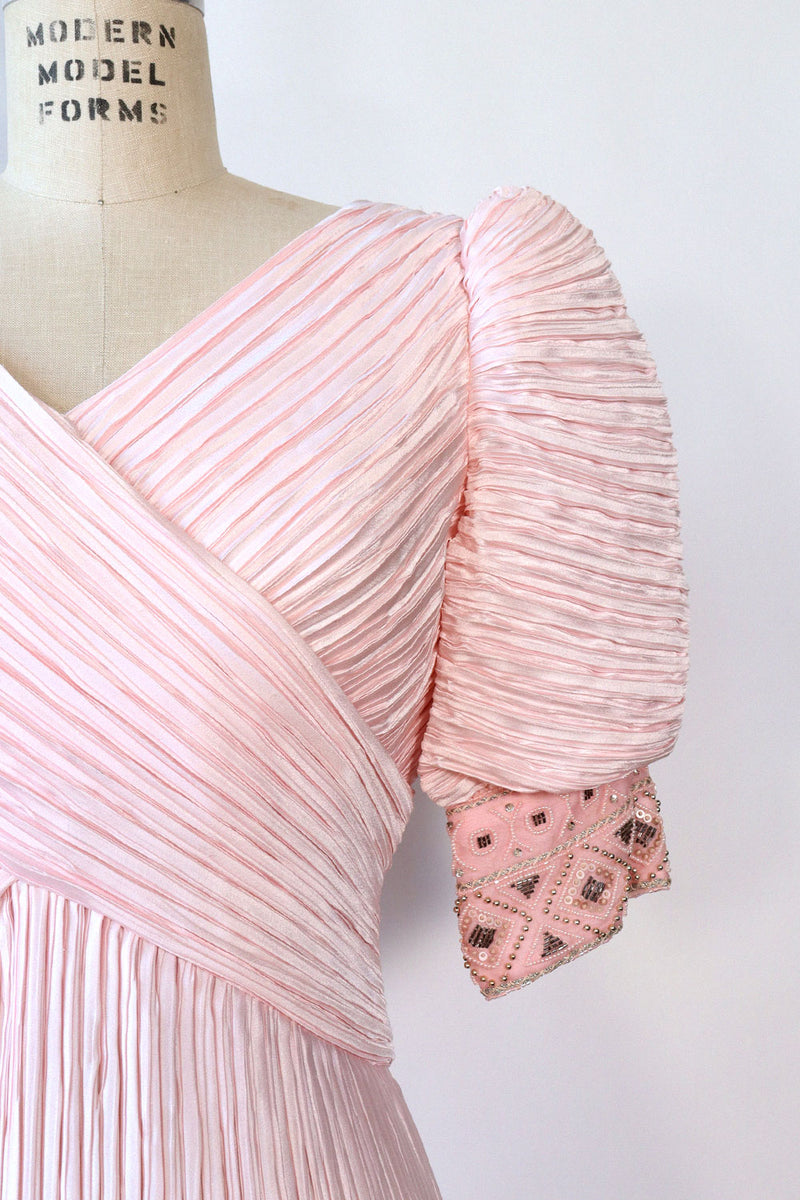 Richilene Pink Pleated Puff Dress S/M