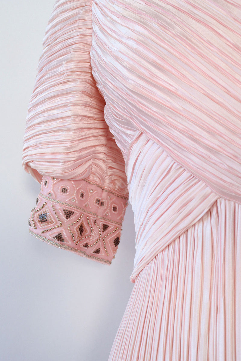 Richilene Pink Pleated Puff Dress S/M