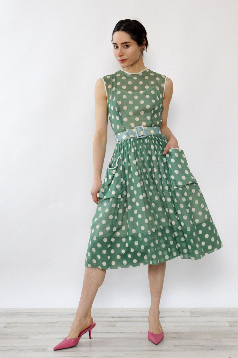 Sandra Sage Polka Dot 1950s Dress XS
