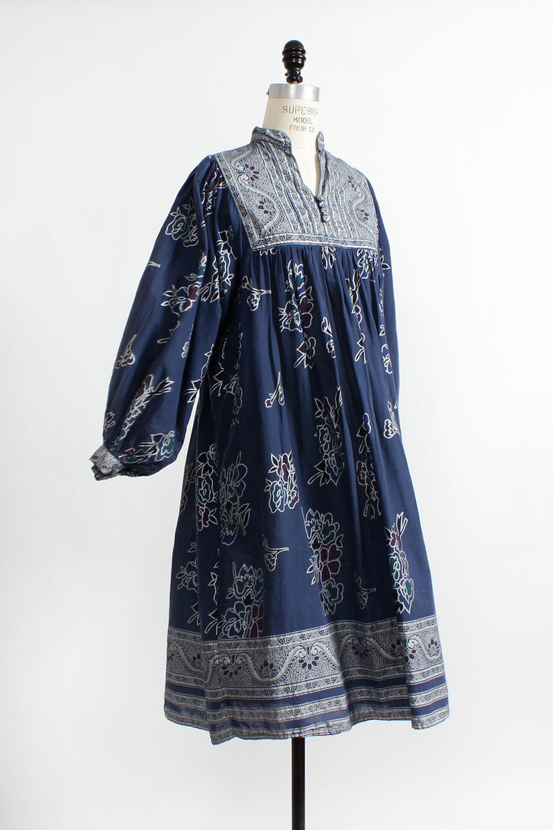 Chambelli Metallic Cotton Smock Dress S/M