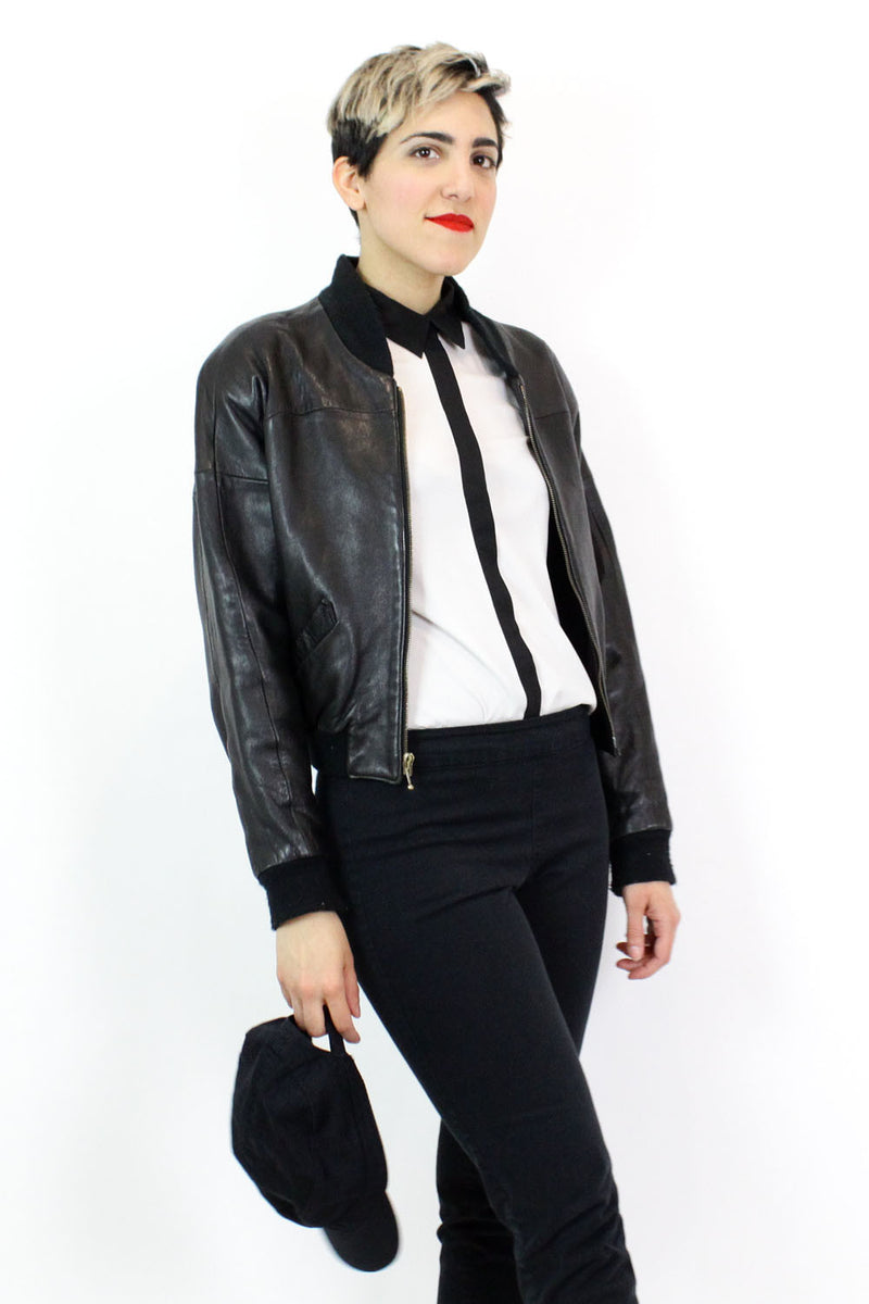 Buttery Leather Bomber Jacket S