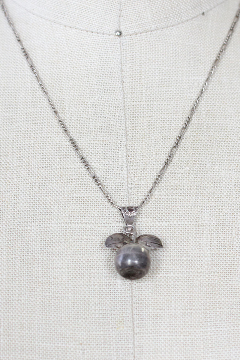 Sterling Apple Pendant Necklace