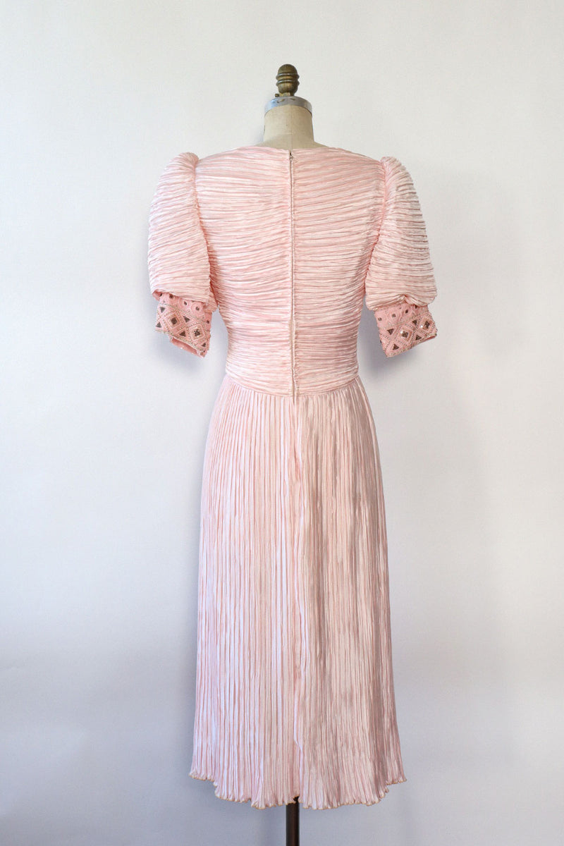 Richilene Pink Pleated Puff Dress S/M
