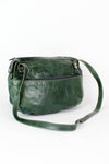green leather tote bag