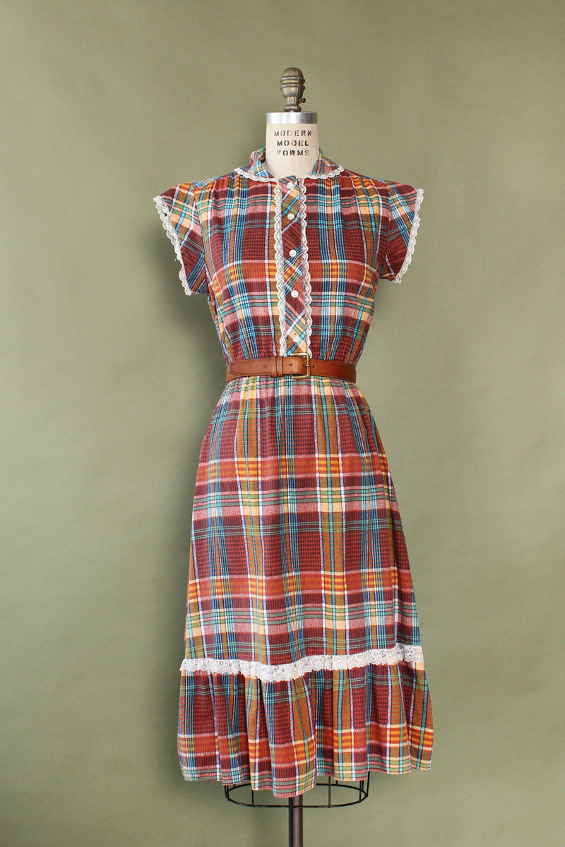 Pumpkin Plaid Day Dress S/M