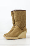 Charles Jourdan Quilted Wedge Boots 8 1/2