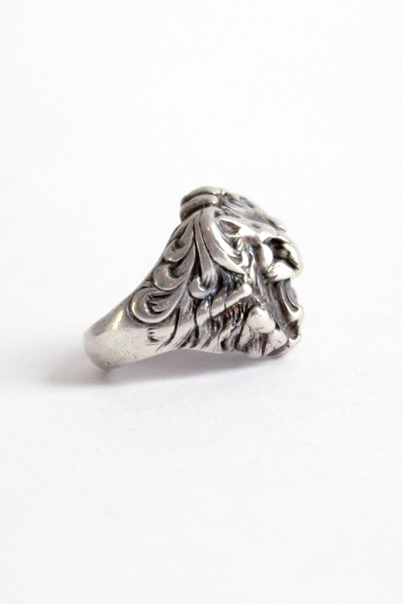 Sterling Lion Roaring Ring L