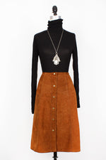 70s Suede Snap Skirt S