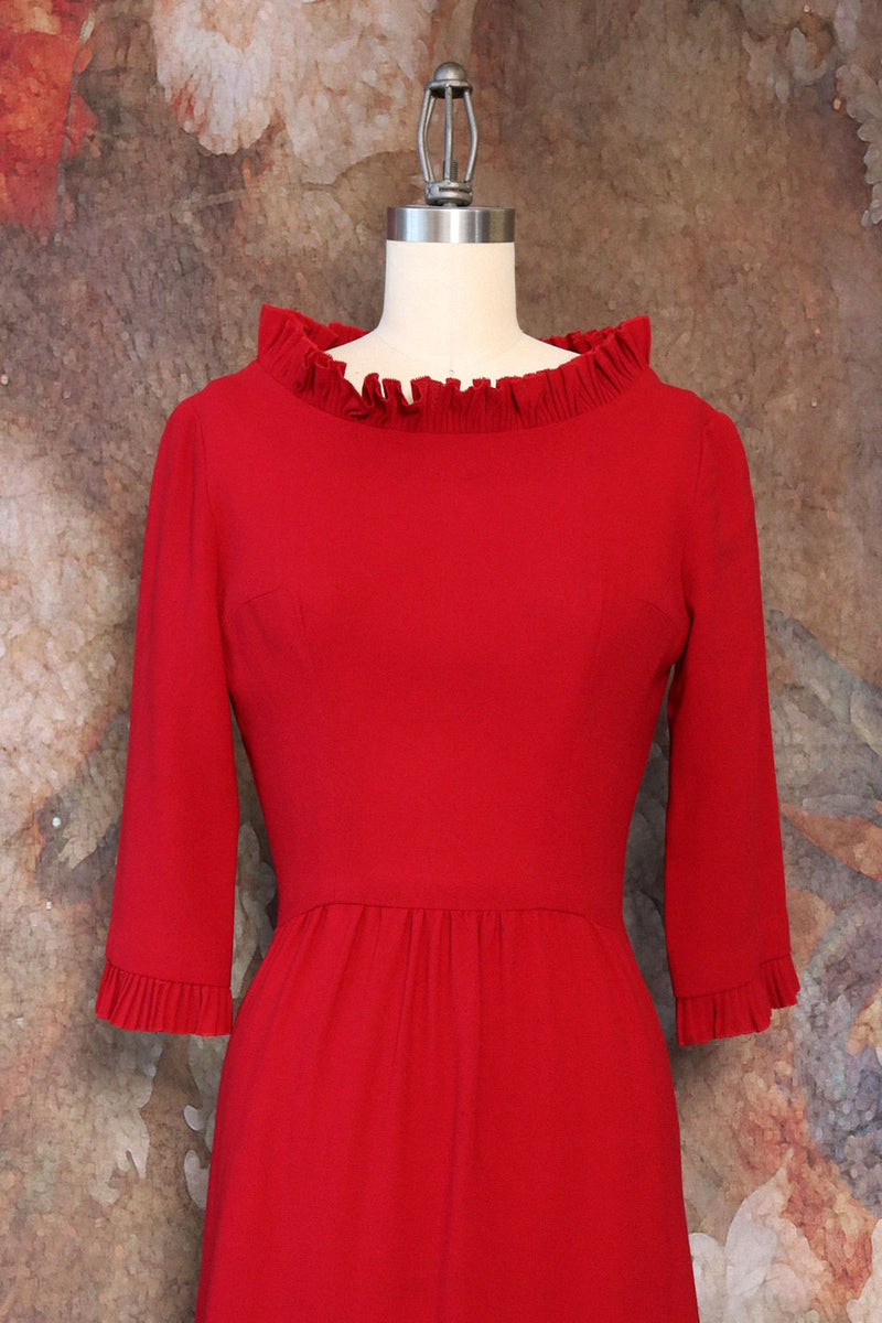 Raspberry Wool Crepe Pleat Dress XS/S