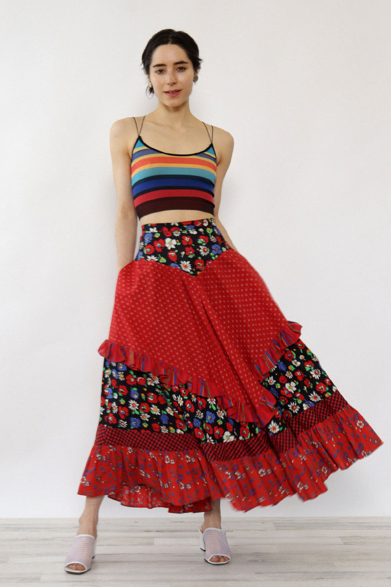 Austrian Cotton Floral Sweep Skirt S-S/M
