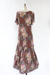 Antiqued Floral Drape Dress M/L