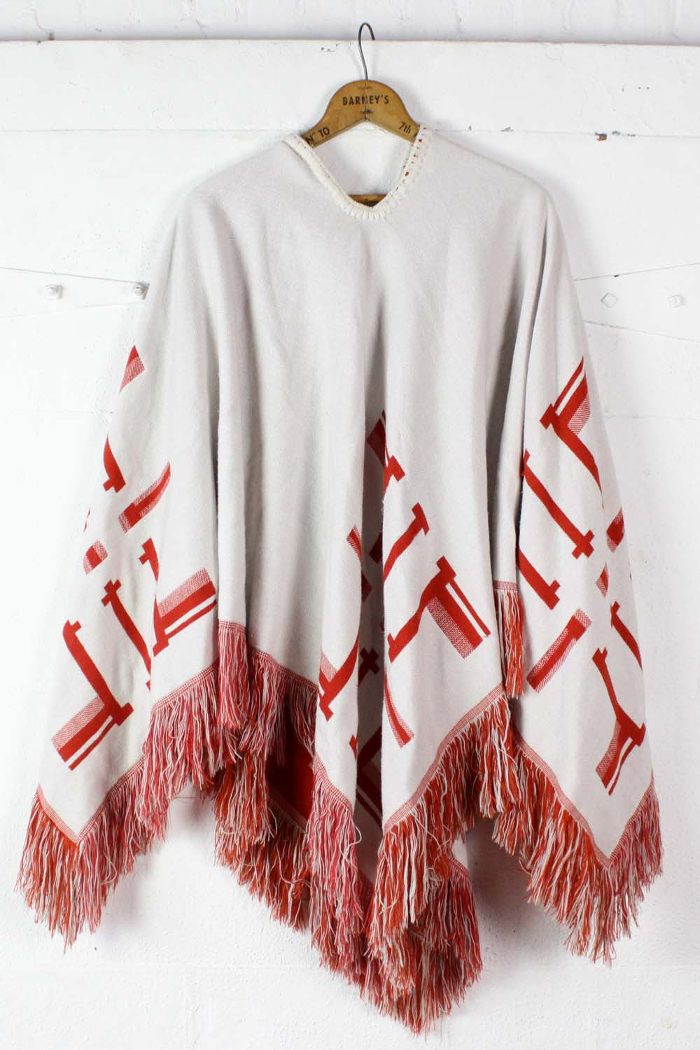 vintage white poncho