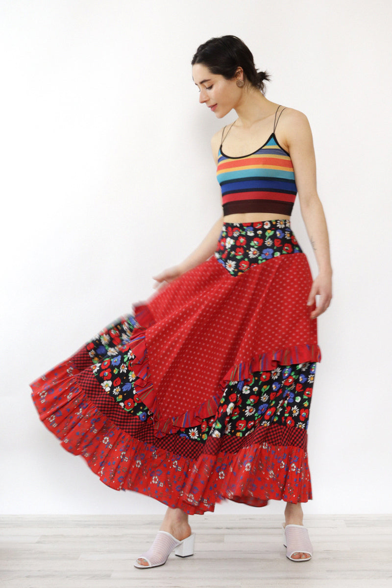 Austrian Cotton Floral Sweep Skirt S-S/M