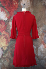 Raspberry Wool Crepe Pleat Dress XS/S