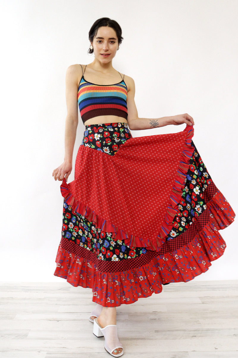 Austrian Cotton Floral Sweep Skirt S-S/M