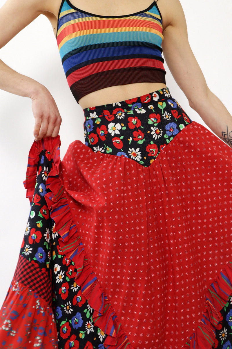 Austrian Cotton Floral Sweep Skirt S-S/M