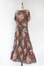 Antiqued Floral Drape Dress M/L