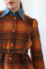 Betsey Johnson Amber Plaid Dress Coat S
