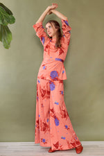 Pop Floral Coral Palazzo Ensemble M-M/L