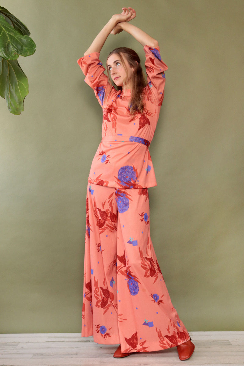 Pop Floral Coral Palazzo Ensemble M-M/L