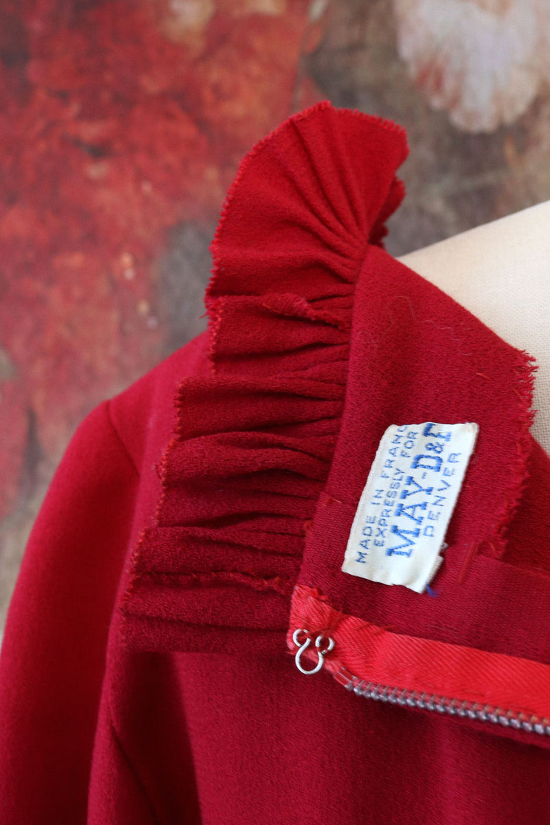 Raspberry Wool Crepe Pleat Dress XS/S