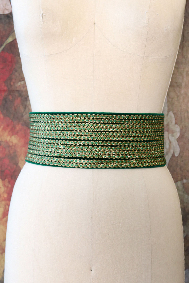 Emerald Gold Velvet Waist Belt