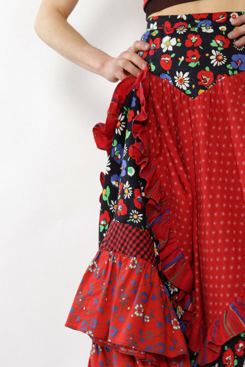 Austrian Cotton Floral Sweep Skirt S-S/M