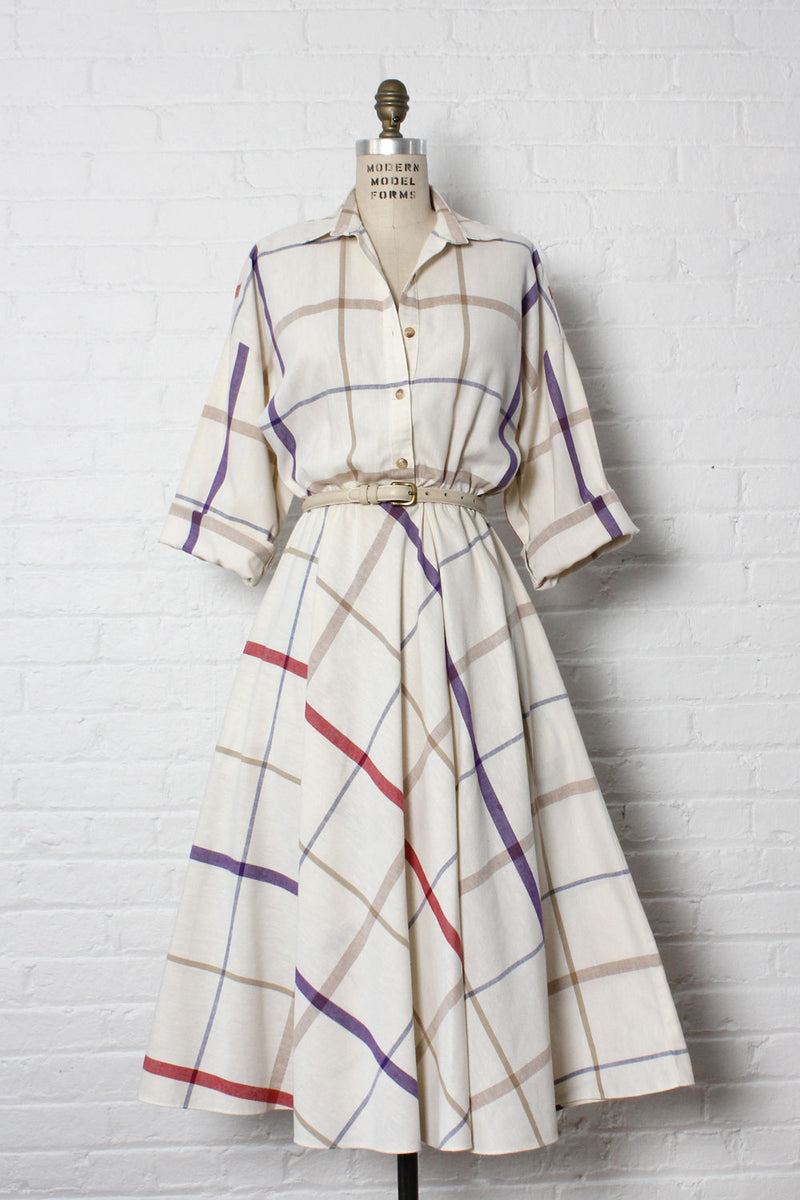 Grid Line Flare Dress M/L