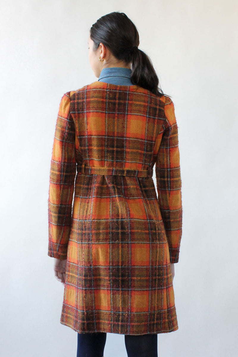 Betsey Johnson Amber Plaid Dress Coat S
