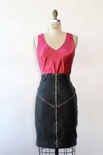 Jet Leather Zip Skirt S