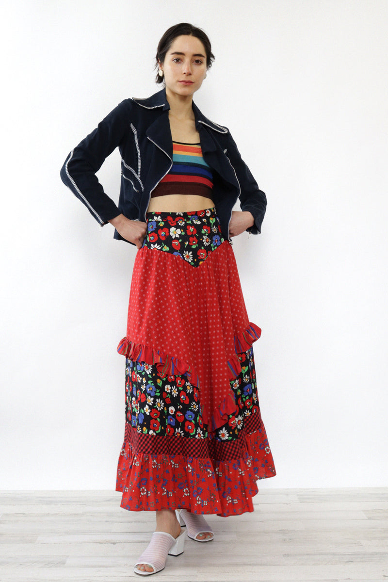 Austrian Cotton Floral Sweep Skirt S-S/M