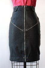 Jet Leather Zip Skirt S