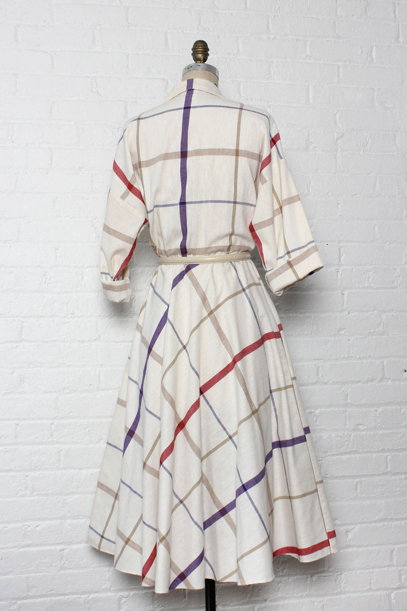 Grid Line Flare Dress M/L