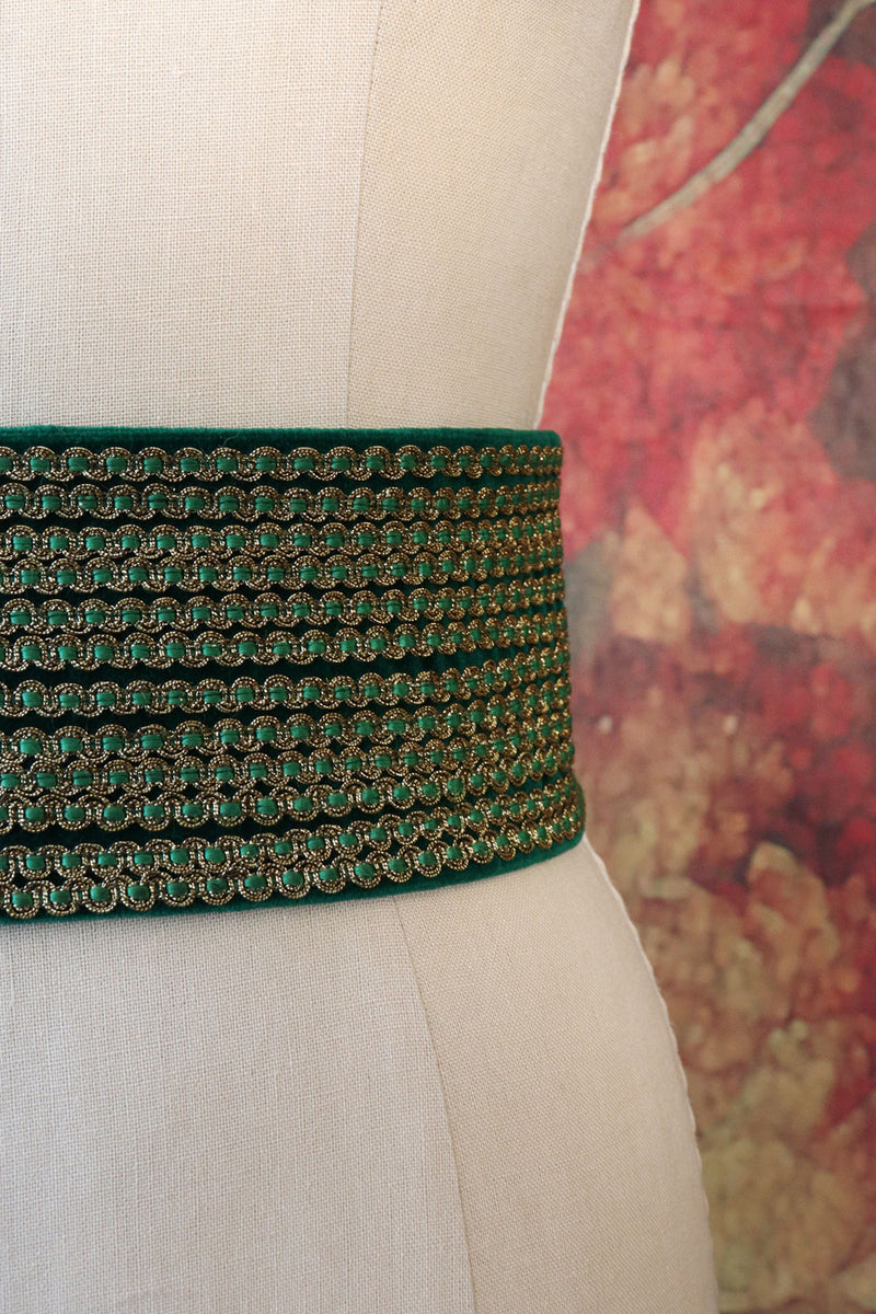 Emerald Gold Velvet Waist Belt