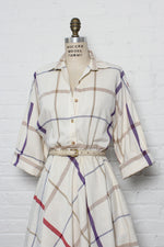 Grid Line Flare Dress M/L
