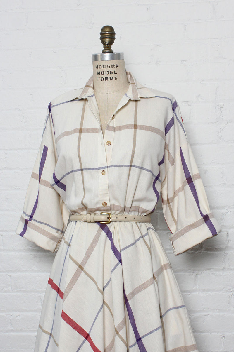 Grid Line Flare Dress M/L