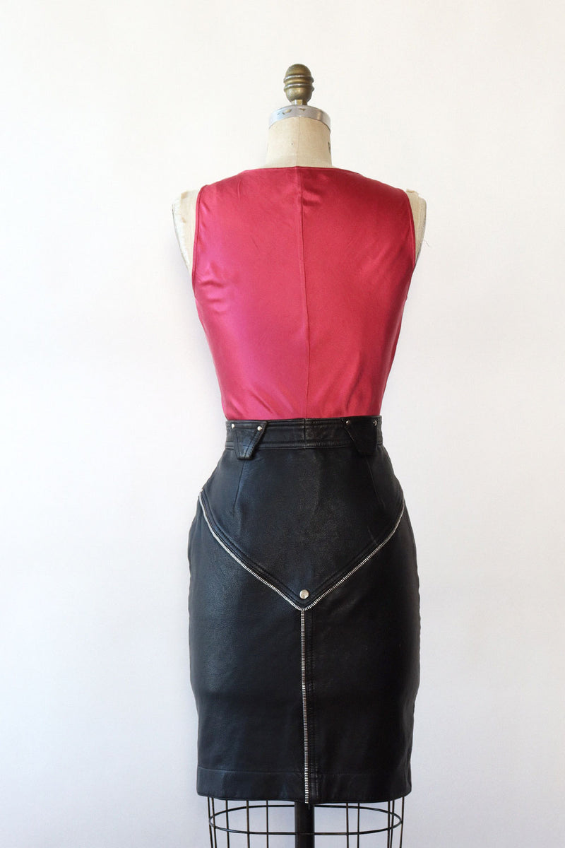 Jet Leather Zip Skirt S