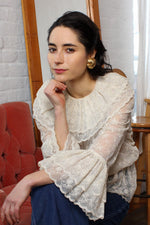 Lace Ruffle Belled Top XS-M