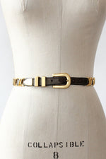 Brushed Brass Link Leather Belt