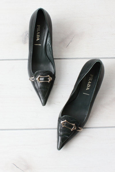 靴 Prada lace up kitten heel pointed toe Prada Camoscio 65mm Pumps Suede Pointed Toe Kitten Heel
