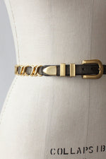 Brushed Brass Link Leather Belt