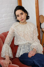 Lace Ruffle Belled Top XS-M
