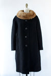 Black Boucle Mink Collar Coat S/M