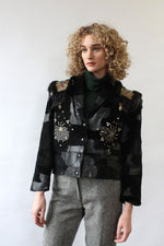 Embellished Warrior Leather Coat M