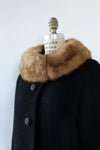 Black Boucle Mink Collar Coat S/M