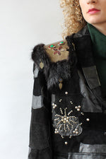 Embellished Warrior Leather Coat M